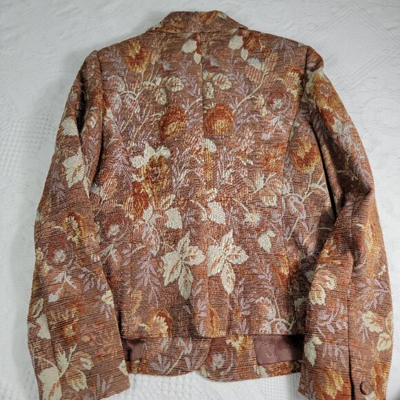 Valerie Stevens women's fall blazer textured autumn leaves one button Size 12 - Picture 4 of 12